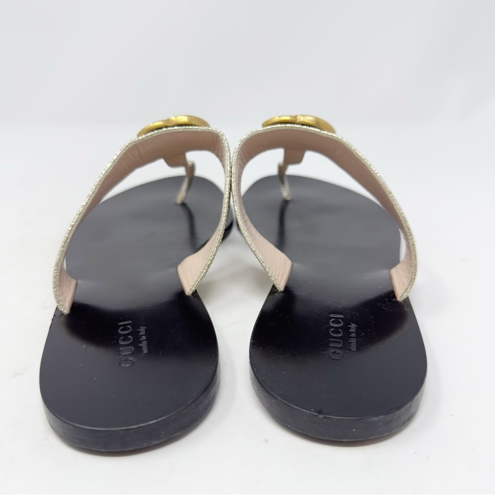 Gucci Flat Marmont Leather Thong Sandals - Picture 4 of 9